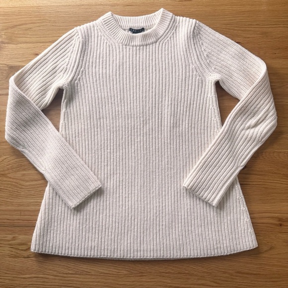 Theory Barda Fine Haven Wool Cashmere Sweater in Ivory Size P/TP - Picture 2 of 10